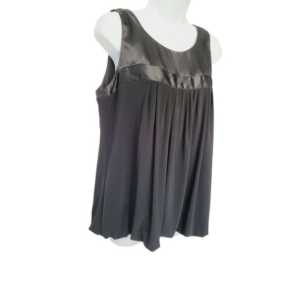 Joseph Ribkoff Black Sleeveless Balloon Hem Top Size 10 Satin Trim Elegant Desig - Picture 9 of 9